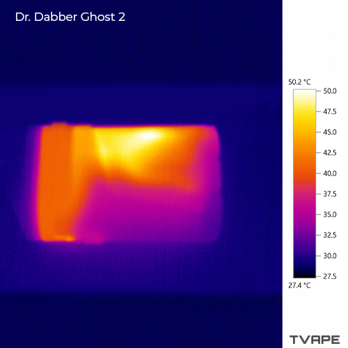 Dr. Dabber Ghost 2 dab pen: una imagen térmica en primer plano del cuerpo del dispositivo tras la sesión.