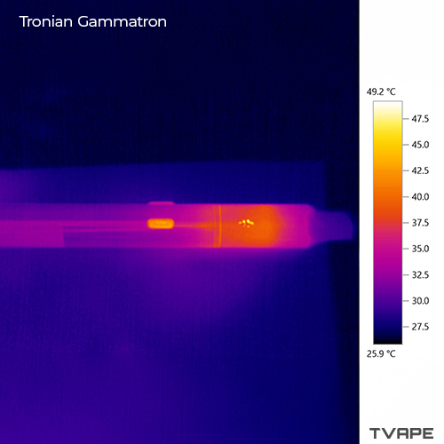 Vaporizador de concentrados Gammatron de Tronian: una imagen térmica del cuerpo del vaporizador tras una sesión completa.