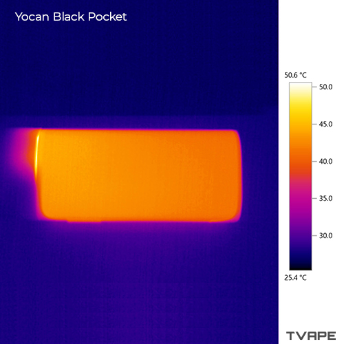 Vaporizador de cera Yocan Black Pocket: una imagen térmica del vaporizador de concentrados tras una sesión a la temperatura máxima.