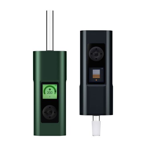 Vaporizador Arizer Solo 3 v2.0 con la pantalla encendida. La opción de color Intergalactic está al revés, mostrando la inversión automática de la pantalla.