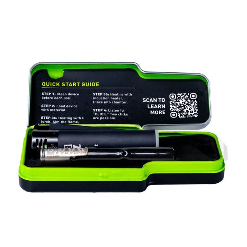 Kit vaporizador DynaVap G3 en estuche abierto, con componentes de acero inoxidable para vaporizar hierbas secas de forma portátil con un sabor suave, ideal para los amantes del cannabis.