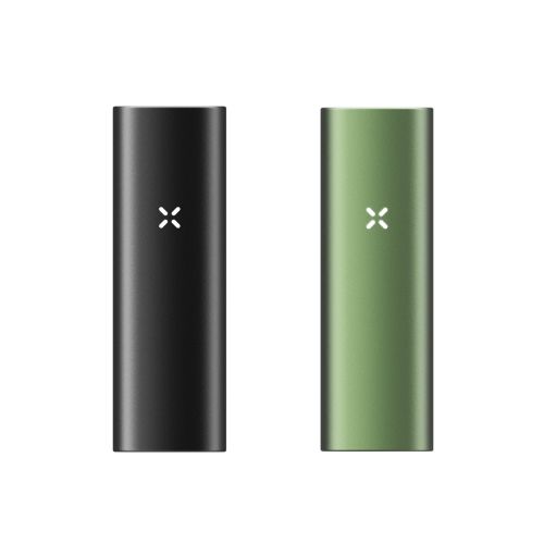 Vaporizador New PAX Mini: opciones de color Onyx y Greenstone mostradas una junto a la otra.