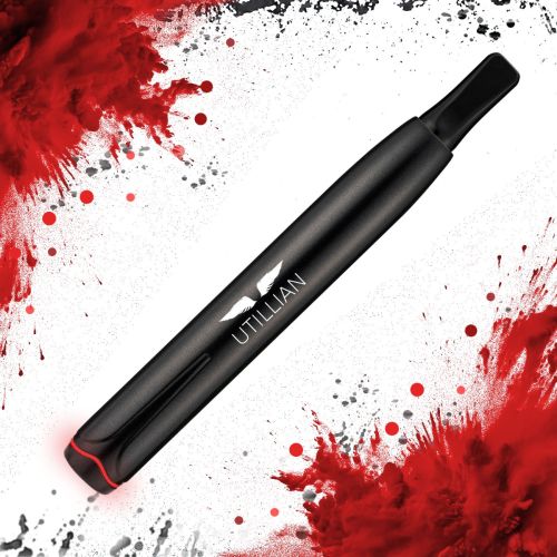 Pluma de cera Utillian 50 con fondo de diseño blanco y rojo