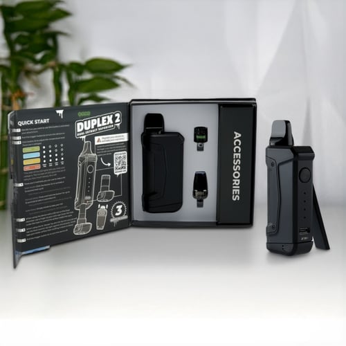Vaporizador Ooze Duplex 2 concentrado con su embalaje