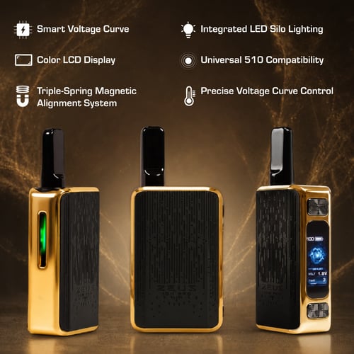 Batería 510 Zeus Ion Pro: muestra de sus características principales, como la curva de voltaje inteligente, el sistema de alineación magnética de triple resorte y el control preciso del voltaje