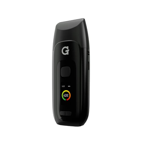 Vaporizador G Pen Dash+: vista frontal con la pantalla LED encendida.
