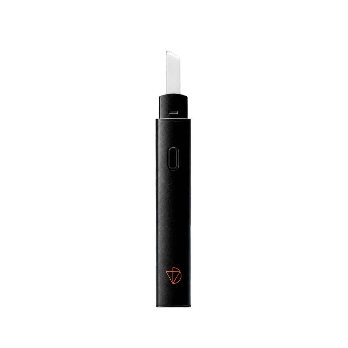 Herramienta eléctrica para dabs DaVinci Hot Knife en color negro, mostrada en vertical con su punta de cerámica blanca visible en la parte superior y un botón de encendido lateral.