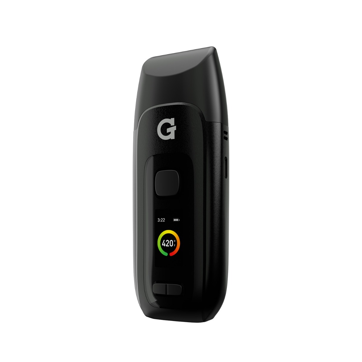 Vaporizador G Pen Dash+: vista frontal con la pantalla LED encendida.