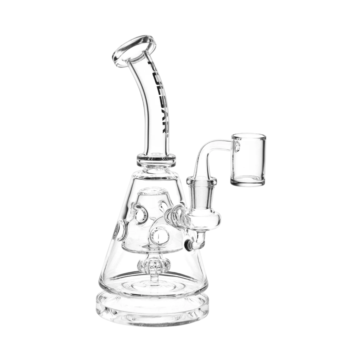 Pulsar Bent Neck Pyramid Glass Dab Rig - Vista lateral