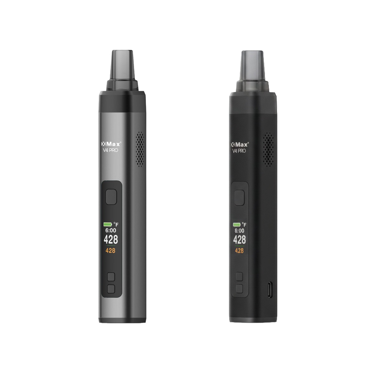 El vaporizador portátil XMax v4 Pro se presenta en dos colores diferentes: negro y plateado.
