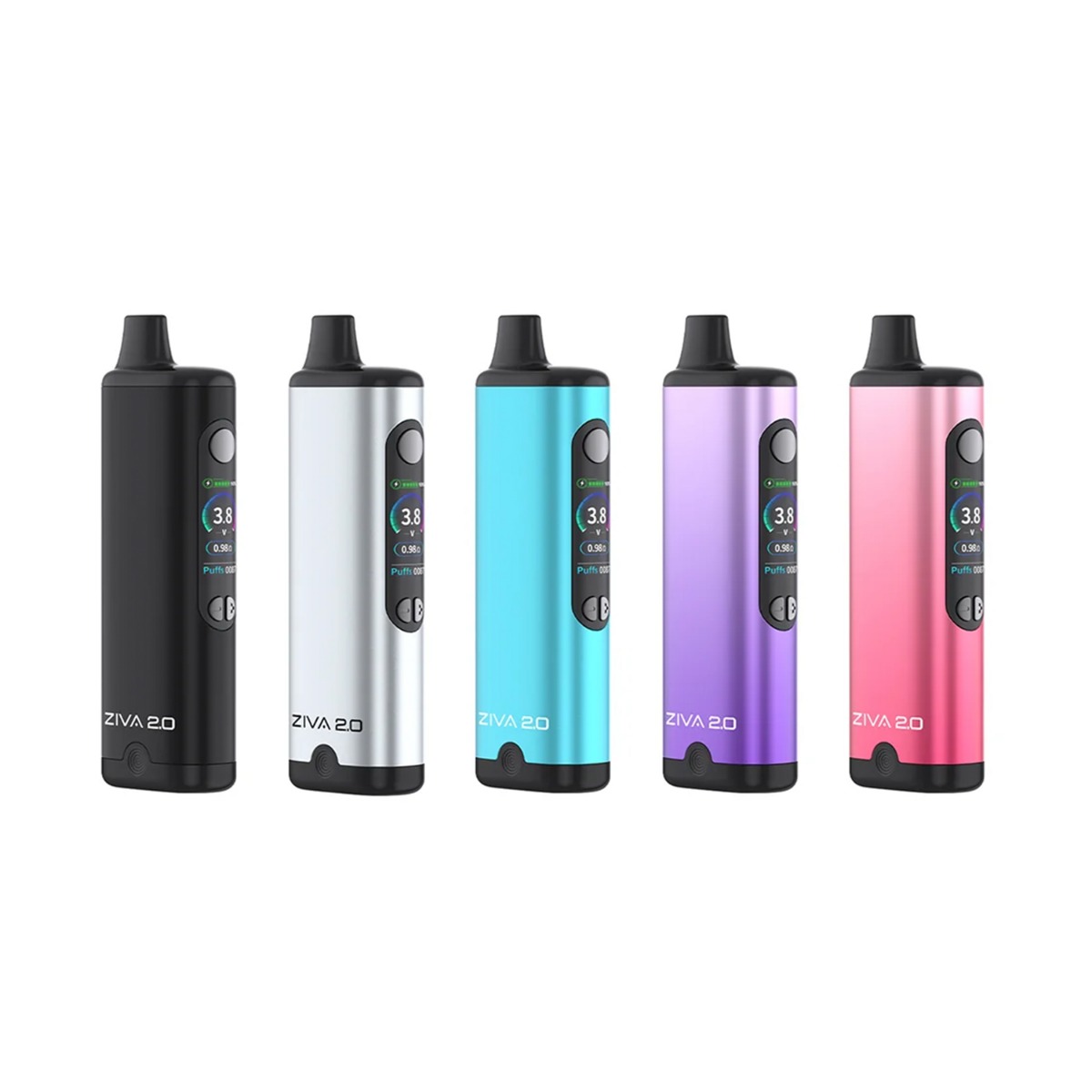 Batería inteligente para cartuchos ocultos Yocan Ziva 2.0 disponible en 5 colores: negro, plateado, turquesa, degradado morado y degradado rosa