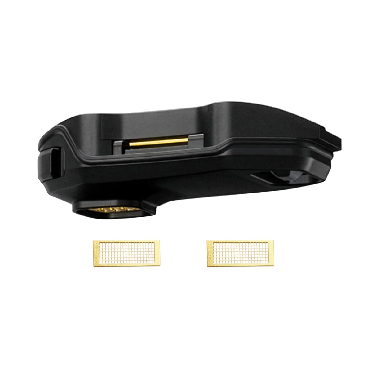 Boquilla Zeus Arc GT4 negra con puntos de contacto dorados y dos pantallas GT Heat Sink incluidas.