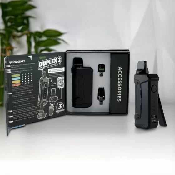 Vaporizador Ooze Duplex 2 concentrado con su embalaje
