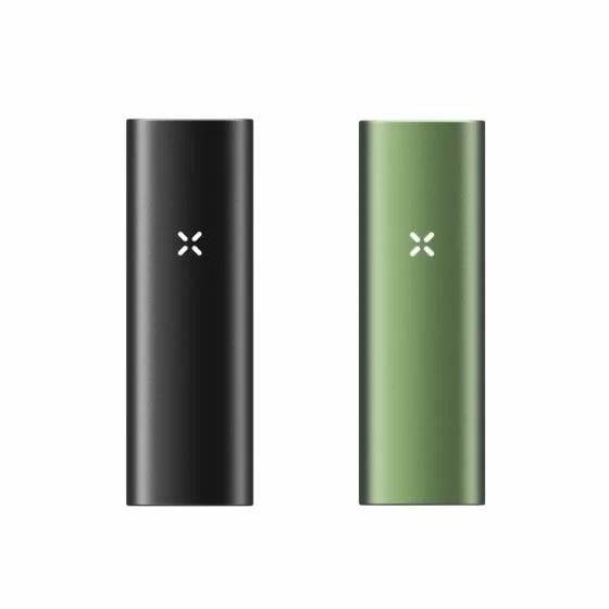 Vaporizador New PAX Mini: opciones de color Onyx y Greenstone mostradas una junto a la otra.
