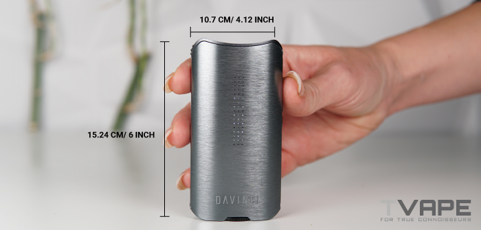 DaVinci IQ3 Medida del tamaño del vaporizador de hierbas secas
