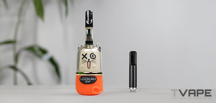 La batería Lookah Cat 510 se muestra con el Litl Heat, una cámara para cera sólida.