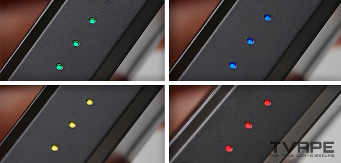 Vaporizador Ooze Duplex 2 concentrado: indicadores LED que muestran los ajustes de temperatura.