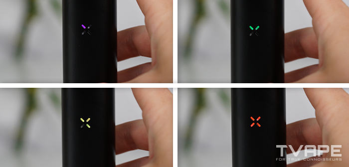 Vaporizador Pax 4: un primer plano de los pétalos del Pax que muestran la temperatura actual