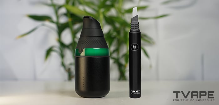 El Puffco Proxy Core Kit se muestra junto con el Utillian Hot Wax Axe, una herramienta térmica para aplicar concentrados de forma eficaz