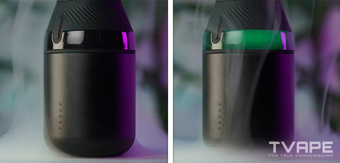 Vaporizador Puffco Proxy Core: un primer plano de los indicadores LED que muestran la temperatura actual