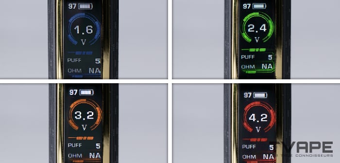 Imágenes comparativas de todos los LED del Zeus Ion Pro para ajustar la temperatura