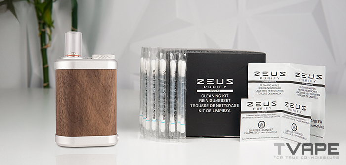 El vaporizador Tinymight 2 se presenta con el kit de limpieza Zeus Purify.