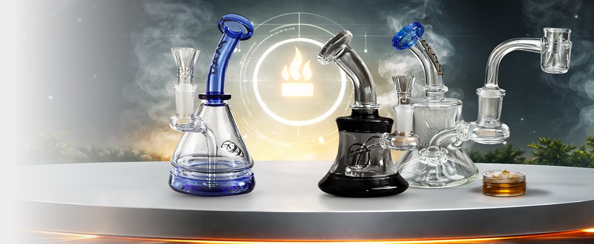 Colección de dab rigs de vidrio para el consumo de concentrados
