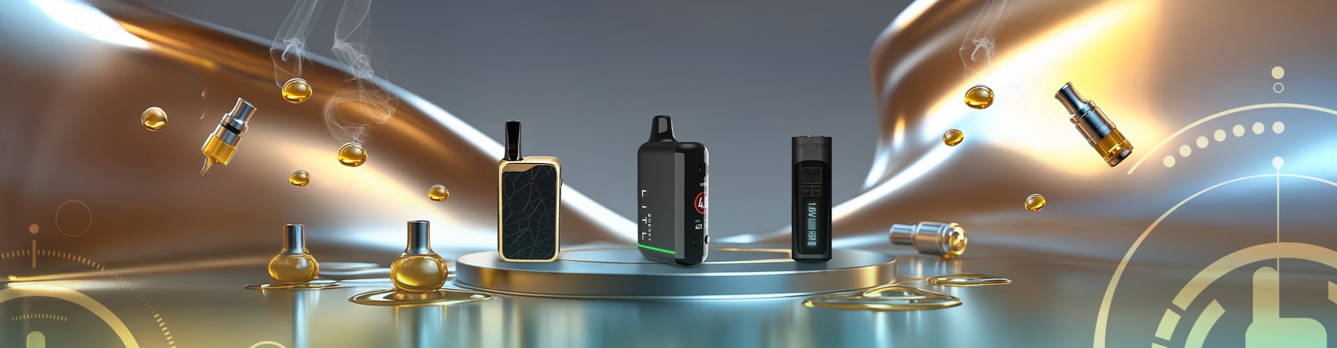 Primer plano de 3 baterías 510 premium - Destacadas en el banner de categoría de baterías 510.