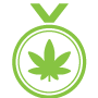 Icono de medalla con hoja de cannabis – ranking Mejores vaporizadores de hierbas secas